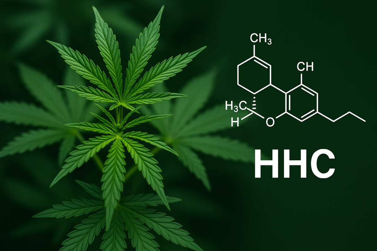 Cannabis plant with green leaves representing cannabinoids like HHC.