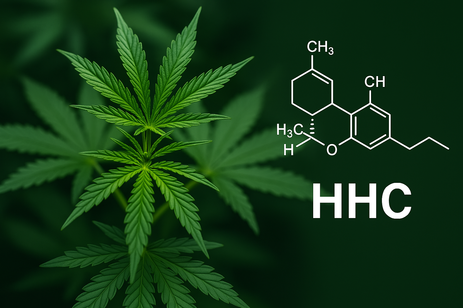 Cannabis plant with green leaves representing cannabinoids like HHC.
